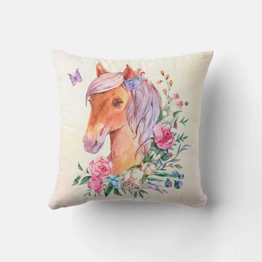 Gepersonaliseerde meisjes noemen collage met pony' kussen (Achterkant)