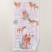 Gepersonaliseerde meisjes noemen collage met pony' strandlaken (Voorkant)