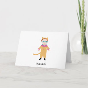 Gepersonaliseerde Meisjes Opmerking Kaart-Catgirl/ Notitiekaartje