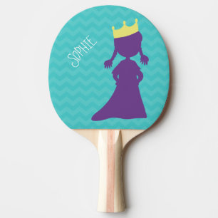 Gepersonaliseerde meisjes Paarse prinses Silhouett Tafeltennisbatje
