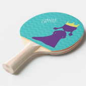 Gepersonaliseerde meisjes Paarse prinses Silhouett Tafeltennisbatje (Voorkant Gekanteld)