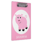 Gepersonaliseerde meisjes Roze Cartoon Varken Klembord (Rechts)