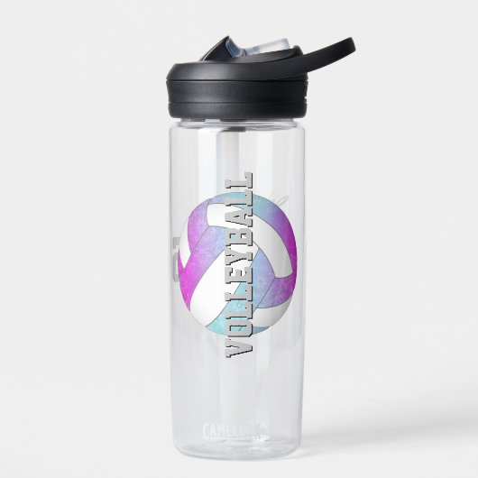 Gepersonaliseerde meisjes roze paarse blauw volley waterfles (Links)