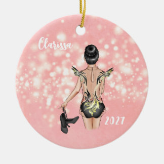 Gepersonaliseerde Meisjes Tap Dancer Kerst Ornamen Keramisch Ornament