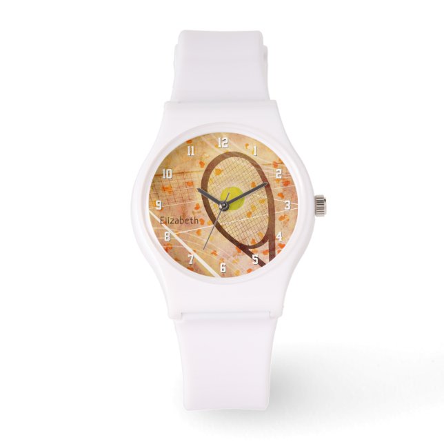 Gepersonaliseerde Meisjes Tennis Liefde Horloge (Voorkant)