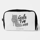 Gepersonaliseerde Meisjes Trip Disco Spiegel Zilve Toilettasje (Voorkant)