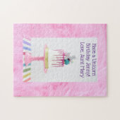 Gepersonaliseerde meisjes Unicorn Birthday Puzzle Legpuzzel (Horizontaal)