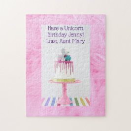 Gepersonaliseerde meisjes Unicorn Birthday Puzzle Legpuzzel
