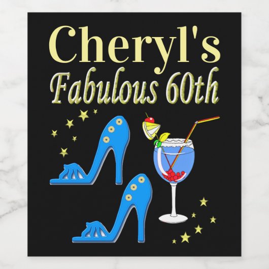 GEPERSONALISEERDE MEISJES VAN DE 60E TWEEDE DAG WIJN ETIKET (Enkel label)