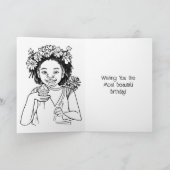 Gepersonaliseerde Meisjes Verjaardag + Kleur Pagin Kaart (Binnen)