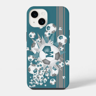 gepersonaliseerde meisjes voetbalballen sterren tu iPhone 14 hoesje