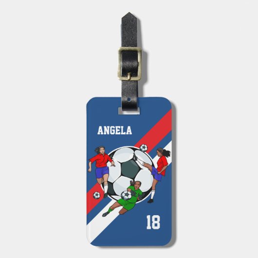 Gepersonaliseerde Meisjes Voetbaltas label Bagagelabel (Voorkant verticaal)