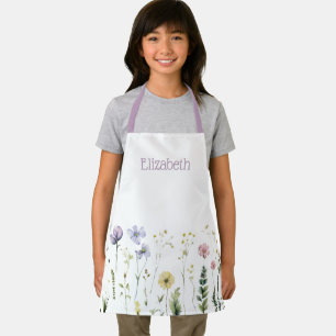 Gepersonaliseerde Meisjes Waterverf Wildflower Sch Schort