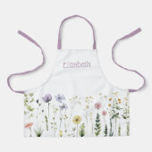 Gepersonaliseerde Meisjes Waterverf Wildflower Sch Schort (Voorkant)