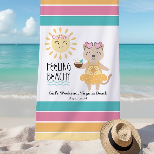 Gepersonaliseerde Meisjes Weekend Gevoel Beachy Strandlaken