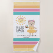 Gepersonaliseerde Meisjes Weekend Gevoel Beachy Strandlaken (Voorkant)