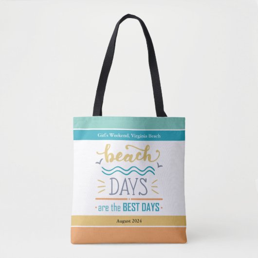 Gepersonaliseerde Meisjes Weekend op het Strand Tote Bag (Voorkant)