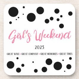 Gepersonaliseerde Meisjes Weekend Pink Dotted Bier Onderzetter