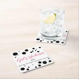 Gepersonaliseerde Meisjes Weekend Pink Dotted Kartonnen Onderzetters