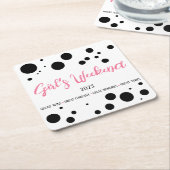 Gepersonaliseerde Meisjes Weekend Pink Dotted Kartonnen Onderzetters (Schuin)