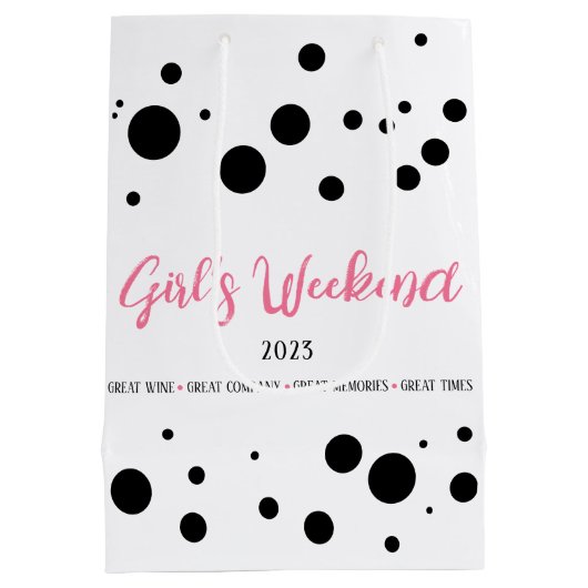 Gepersonaliseerde Meisjes Weekend Pink Dotted Medium Cadeauzakje (Achterkant)