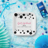 Gepersonaliseerde Meisjes Weekend Pink Dotted Papieren Bordje (Feest)