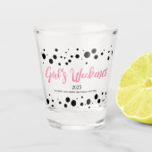 Gepersonaliseerde Meisjes Weekend Pink Dotted Shot Glas (Voorkant)