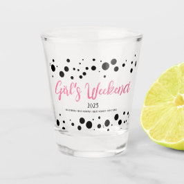 Gepersonaliseerde Meisjes Weekend Pink Dotted Shot Glas