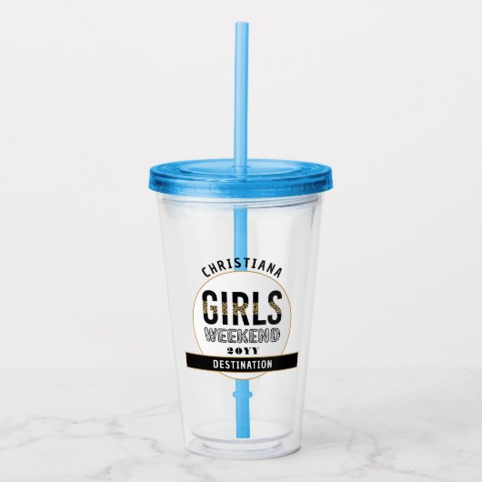Gepersonaliseerde meisjes Wekend Girls reizen vaka Acryl Drinkbeker (Voorkant)