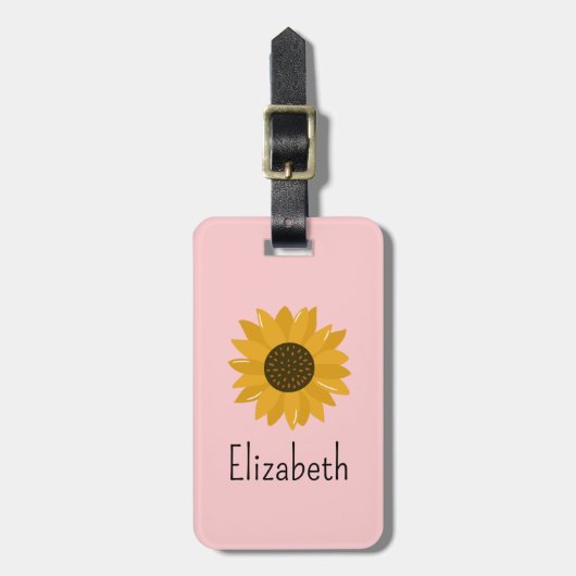 Gepersonaliseerde Meisjes Zon Bloem School Tas Lab Bagagelabel (Voorkant verticaal)