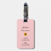 Gepersonaliseerde Meisjes Zon Bloem School Tas Lab Bagagelabel (Achterkant verticaal)