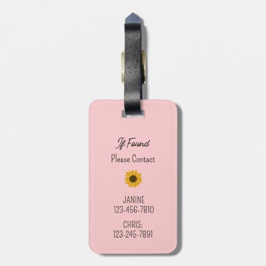 Gepersonaliseerde Meisjes Zon Bloem School Tas Lab Bagagelabel (Achterkant verticaal)