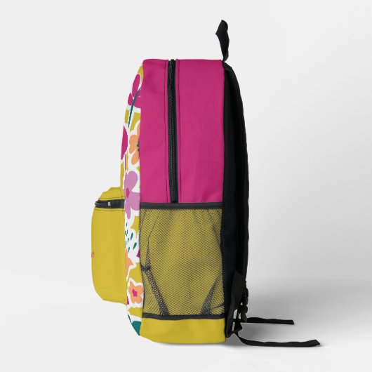 Gepersonaliseerde meisjesachtige abstracte bloemen bedrukte rugzak (Rechts)