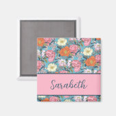 Gepersonaliseerde meisjesachtige  bloemmonogram na magneet (Voorkant / Achterkant)