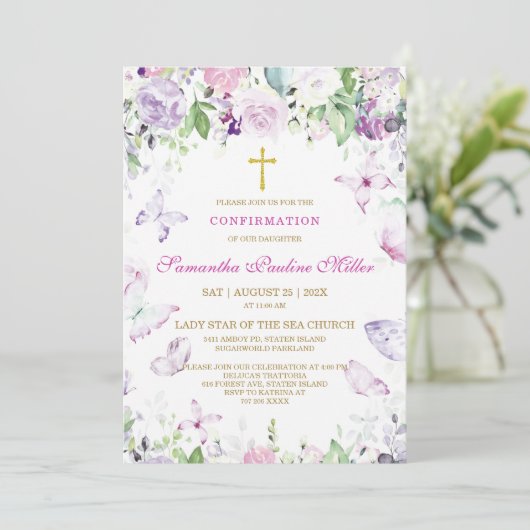 Gepersonaliseerde meisjesbevestiging kaart (Staand voorkant)