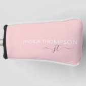 Gepersonaliseerde meisjesblindroze afbeelding naam golfheadcover (Voorkant)