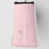 Gepersonaliseerde meisjesblindroze afbeelding naam golfheadcover (Draai 90)