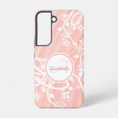 Gepersonaliseerde meisjesmonogram Naam Roze Witte  Samsung Galaxy Hoesje (Achterkant)