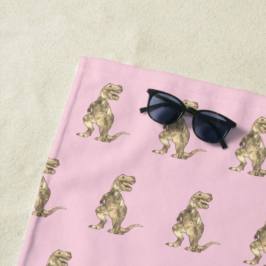 Gepersonaliseerde meisjesnaam dinosaurus strandlaken (In situ)