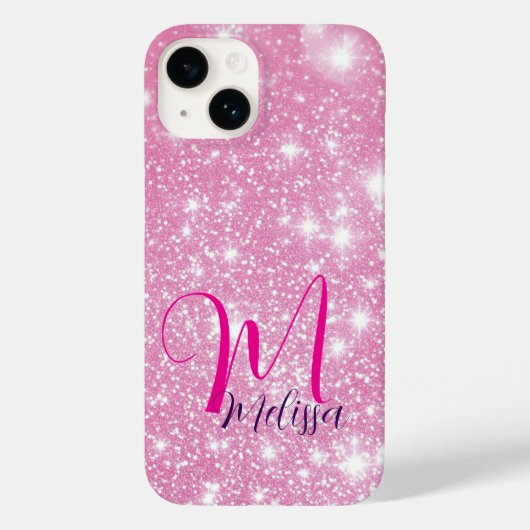 Gepersonaliseerde meisjesnaam Glitter Sparkles Case-Mate iPhone Case (Achterkant)