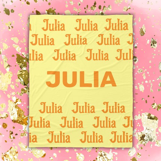 Gepersonaliseerde meisjesnaam in Sinaasappel | Fle Fleece Deken