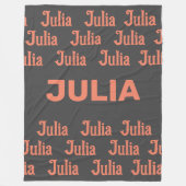 Gepersonaliseerde meisjesnaam in zalm | fleece deken (Voorkant)