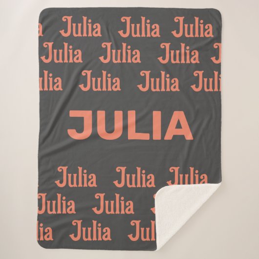 Gepersonaliseerde meisjesnaam in zalm | Sherpa Bla Sherpa Deken (Voorkant)