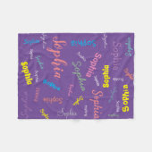 Gepersonaliseerde meisjesnaam Monogram Paars Cute Fleece Deken (Voorkant (Horizontaal))