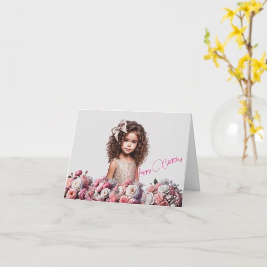 Gepersonaliseerde meisjesnaam Verjaardags Kaart (Gele Bloem)