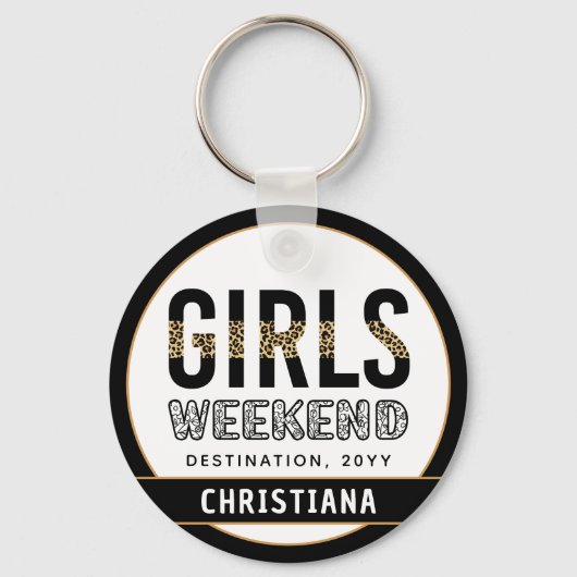 Gepersonaliseerde meismeense reis Wekend Girls Sleutelhanger (Achterkant)