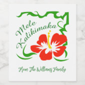 Gepersonaliseerde Mele Kalikimaka Wijn Etiket (Enkel label)