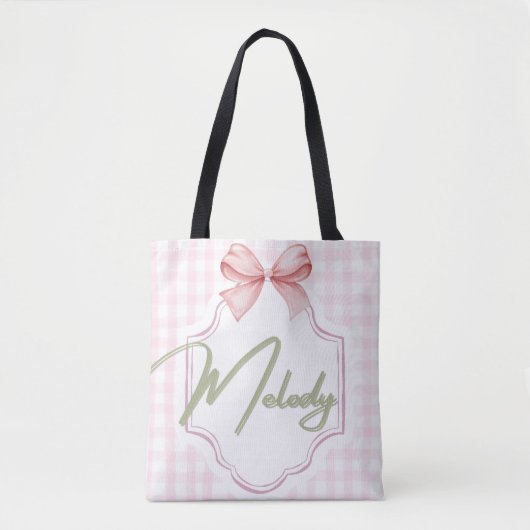 Gepersonaliseerde Melody Baby Girl Nursery Bow & G Tote Bag (Voorkant)