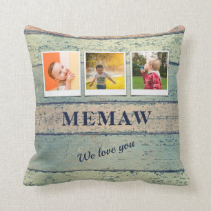 Gepersonaliseerde Memaw kleinkinderen 3 Fotocollag Kussen