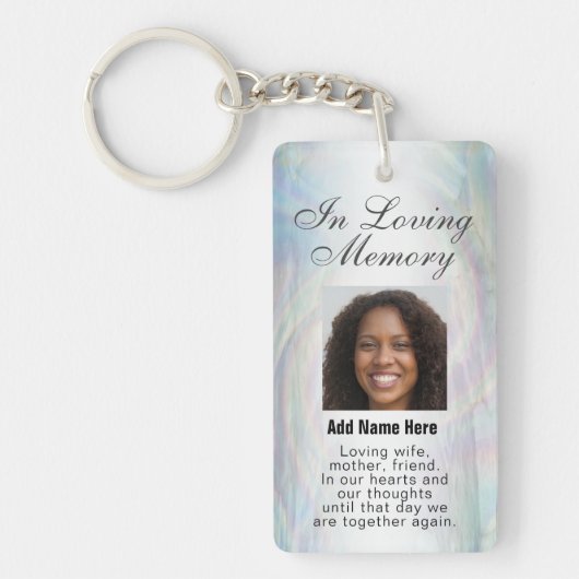 Gepersonaliseerde Memorial Angel Wings Voeg foto t Sleutelhanger (Voorkant)